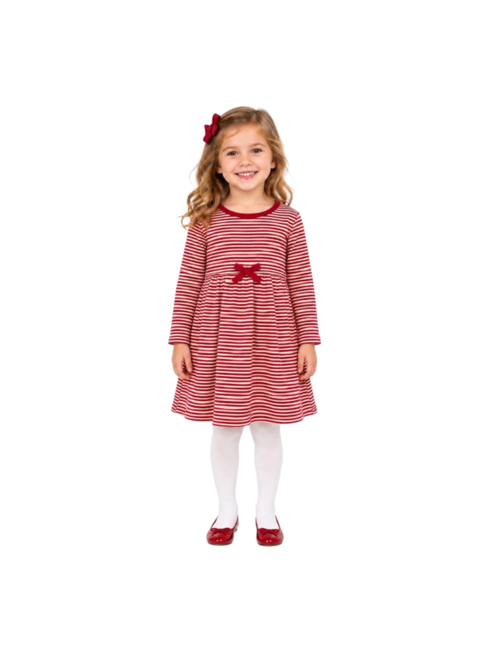 Touched by Nature Girls Red & White Striped Organic Cotton Dress 5T